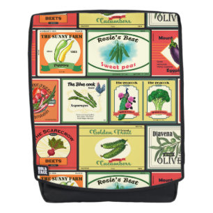 Etiketten für Vintage Konserven von Gemüse Rucksack