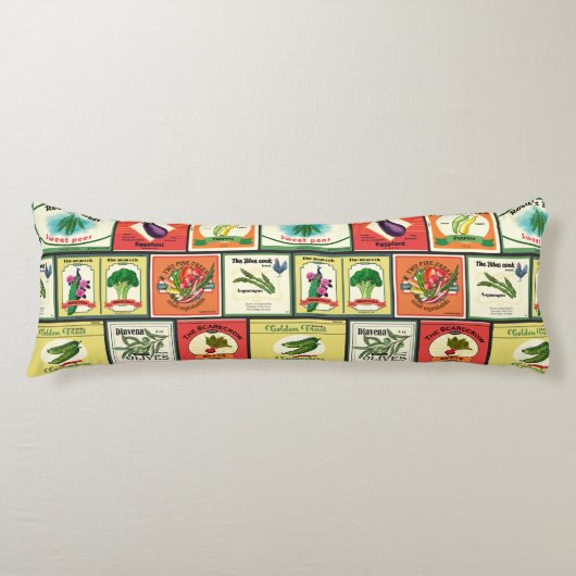 Etiketten für Vintage Konserven von Gemüse Seitenschläferkissen (Vorderseite)