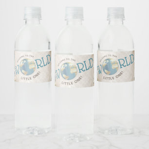 Etiketten für Wasserflaschen mit Vintage-Karte für
