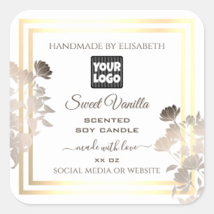 Etiketten für weiße und goldene Produkte mit Logo Quadratischer Aufkleber