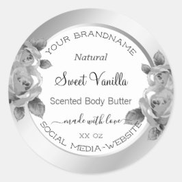 Etiketten für weiße und silberne Flurprodukte Runder Aufkleber