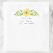 Etiketten "Gelber Pen und Wasserfarben" Ovaler Aufkleber (Tasche)