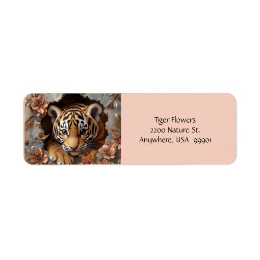 Etiketten mit adorable Tiger Cub-Multicolor-Floral (Vorne)