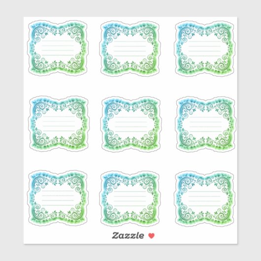 Etiketten mit Filigranfarben (Blatt)