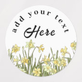 Etiketten mit gelben Nudeln und einer Meldung (Design 1)