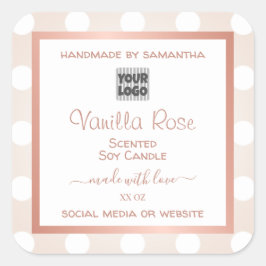 Etiketten mit Logos für weißes und rosa Produkt Quadratischer Aufkleber