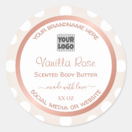 Etiketten mit Logos für weißes und rosa Produkt Runder Aufkleber