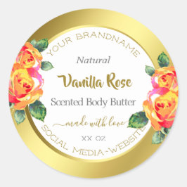 Etiketten von Gold- und Weißblumenerzeugnissen aus Runder Aufkleber