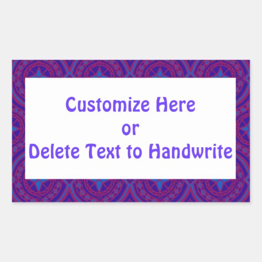 Etiketten zum Anpassen, Lila und blaues Muster Rechteckiger Aufkleber (Vorderseite)