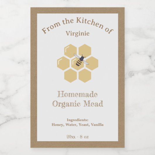 Etikettenaufkleber für Rustikal-Honig oder Milchfl Weinetikett (Einzelnes Label)