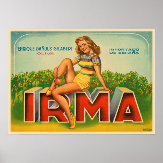 Etikettendruck aus Spanien mit Altem Olivenöl Poster (Vorne)
