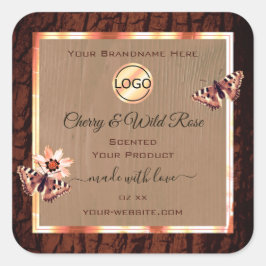 Etikettenschild für Holzkörnchen Quadratischer Aufkleber