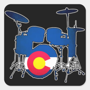 Etikettenschilder für die Colorado-Flagge Quadratischer Aufkleber