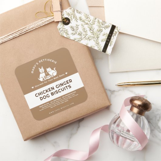 Etikettierungen für hausgemachte Gourmet-Backwaren Quadratischer Aufkleber (Schenken)