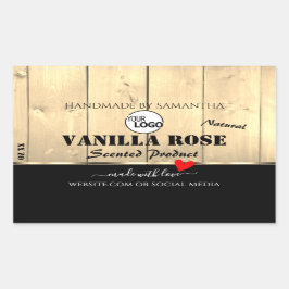 Etikettierungen für hellbraune Holzkarten mit Logo Rechteckiger Aufkleber