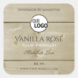 Etikettierungen und Logos für helle Holzkörner Quadratischer Aufkleber