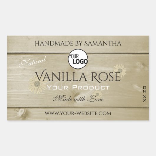 Etikettierungen und Logos für helle Holzkörner Rechteckiger Aufkleber (Vorderseite)