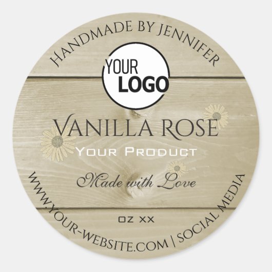 Etikettierungen und Logos für helle Holzkörner Runder Aufkleber (Vorderseite)