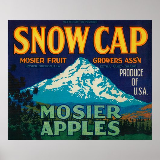 EtikettMosier für die Apple-Kiste Snow Cap oder Poster (Vorne)
