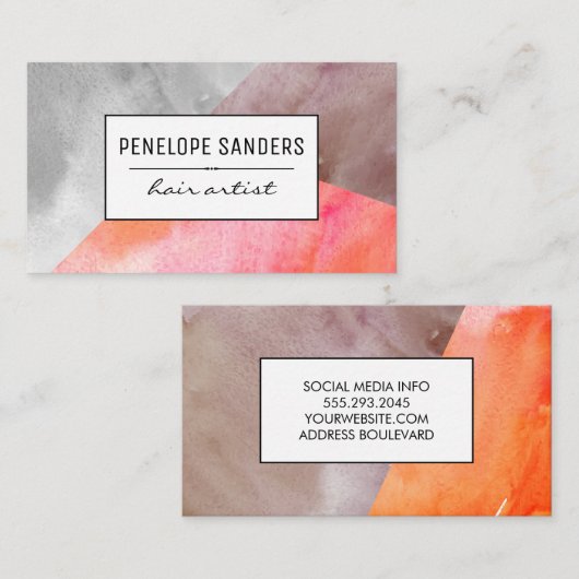 Etiqueta / Aquarellpaneele Ausdrucksstark Visitenkarte (Vorne/Hinten)