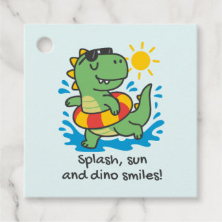 Etiqueta para recuerdos con dinosaurio veraniego geschenkanhänger