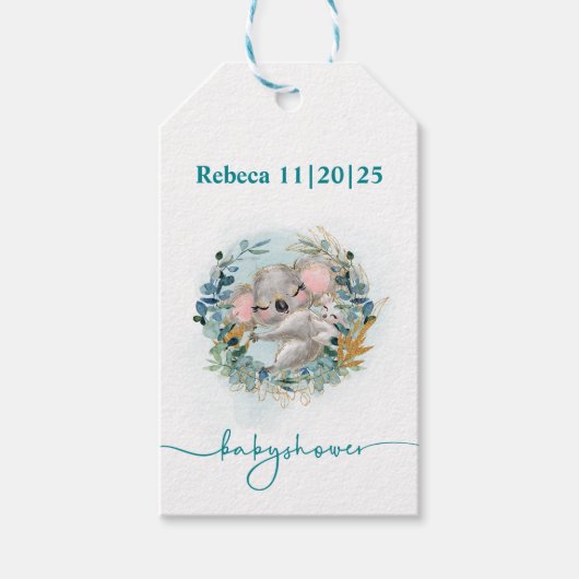 Etiqueta para regalo Baby Shower "Baby Koala" Geschenkanhänger (Vorderseite)