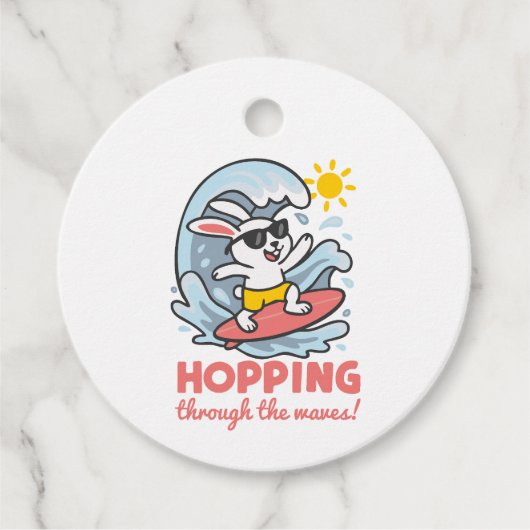Etiqueta recuerdo con conejito surfero kawaii geschenkanhänger (Vorderseite)