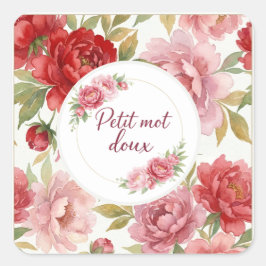 Étiquettes autocollantes florales Petit mot doux Quadratischer Aufkleber