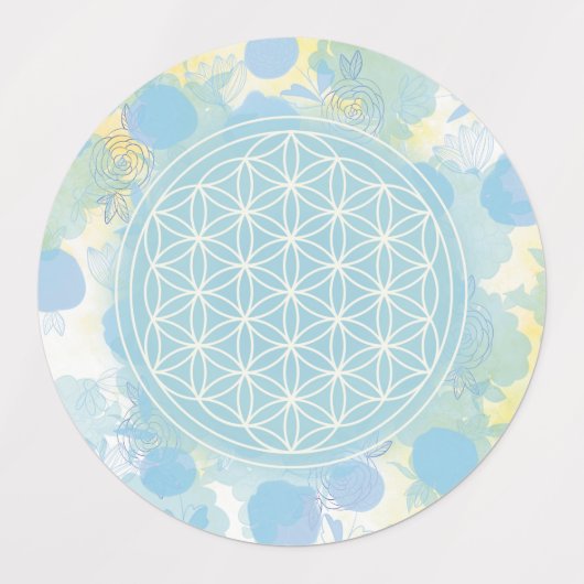 Étiquettes bleu, fleur de vie, géométrique sacrée etiketten (Design 3)