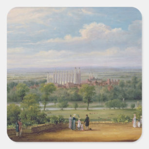 Eton Uni von der Terrasse von Windsor Schloss Quadratischer Aufkleber