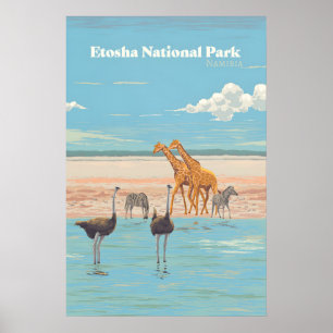 Etosha Nationalpark Namibia Afrika Reiseplakat Poster