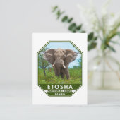 Etosha Nationalpark Namibia Elephant Watercolor Postkarte (Stehend Vorderseite)