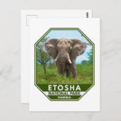 Etosha Nationalpark Namibia Elephant Watercolor Postkarte (Vorne/Hinten)
