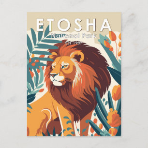 Etosha Nationalpark Namibia Vintag Postkarte