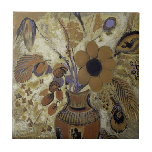 Etruscan Vase mit Blumen Fliese (Vorderseite)