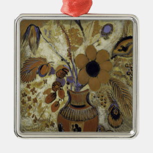 Etruscan Vase mit Blumen Silbernes Ornament