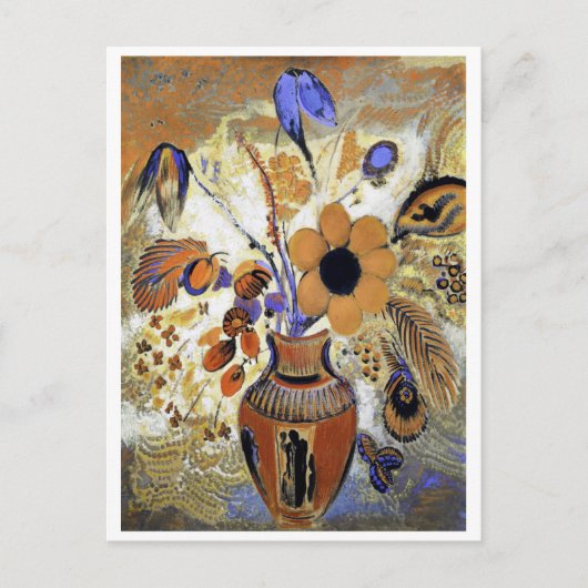 Etruscan Vase with Flowers, Redon Postkarte (Vorderseite)