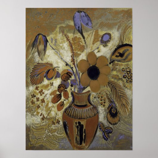 Etruskische Vase mit Blume Poster (Vorne)