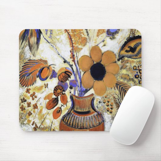 Etruskische Vase mit Blume, Redon Mousepad (Mit Mouse)