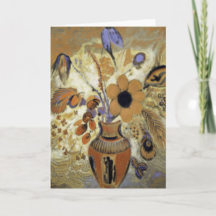Etruskische Vase mit Blume von Odilon Redon Karte