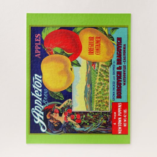etwa 1900 Appleton-Äpfel-Kratetikett Puzzle (Vertikal)