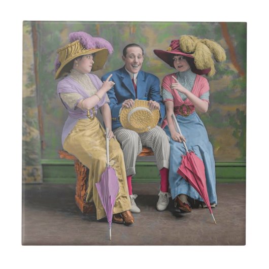 etwa 1910 Vaudeville-Künstler drucken Fliese (Vorderseite)