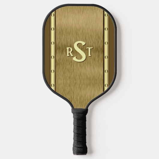 Etwa 3 Anfangsbuchstaben Monogramm gebürstetes Met Pickleball Schläger (Vorderseite)