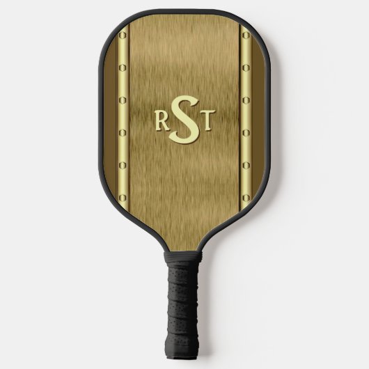 Etwa 3 Anfangsbuchstaben Monogramm gebürstetes Met Pickleball Schläger (Rückseite)