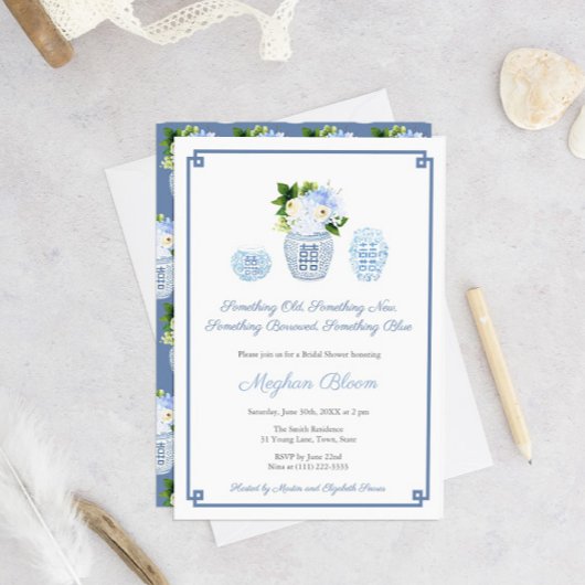 Etwas altes neues, geliehenes blaues Brautparty Einladung