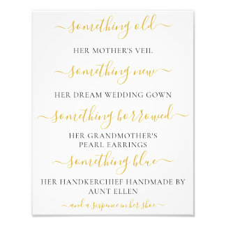 Etwas Altes Neues Unterschreiben für Brautparty Fotodruck