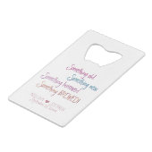 Etwas Altes Neugeborenes Braut Gastgeschenk Hochze Geldbeutel Flaschenöffner (Vorderseite Schrägansicht)