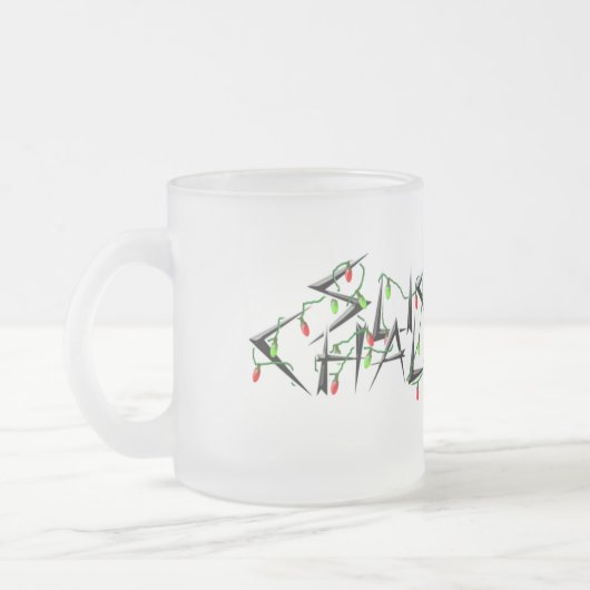 Etwas angefochtene Weihnachtslicht-Tasse Mattglastasse (Links)