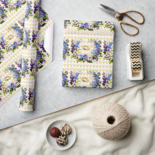 Etwas Blau: Baby's Breath & Flax Brautparty Geschenkpapier