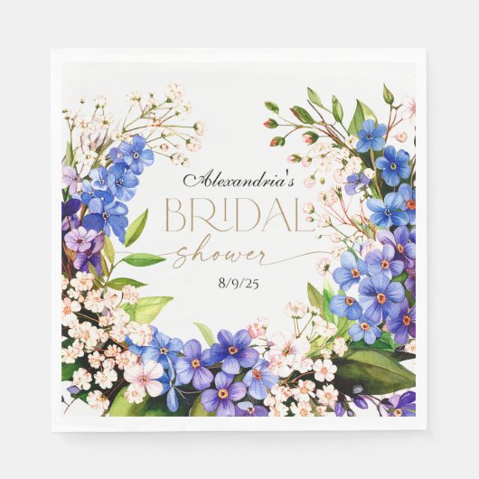 Etwas Blau: Baby's Breath & Flax Brautparty Serviette (Vorderseite)